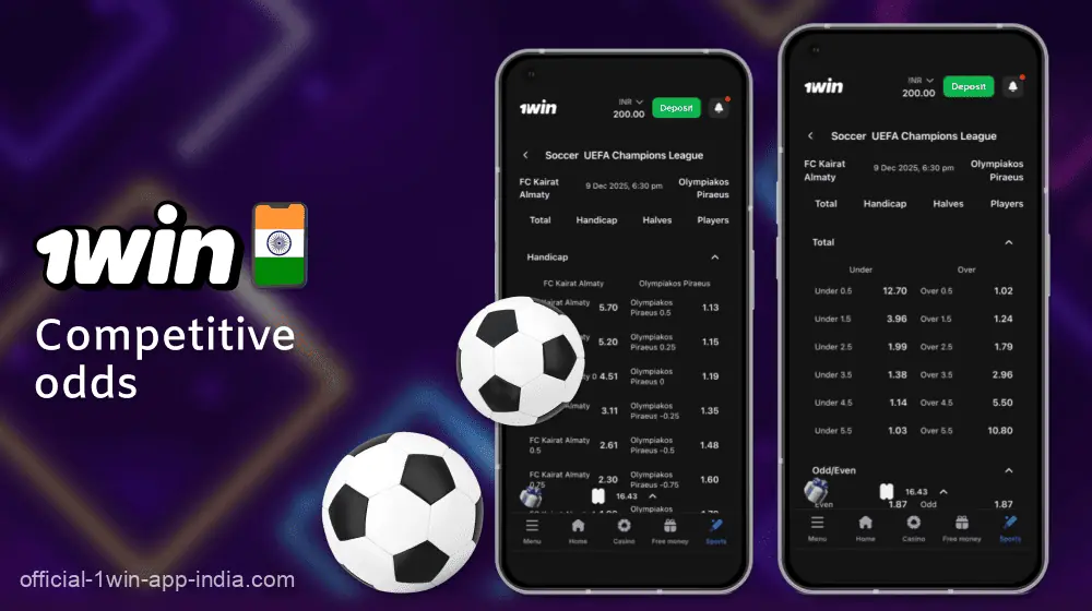 Competitive betting odds in the 1win India mobile app